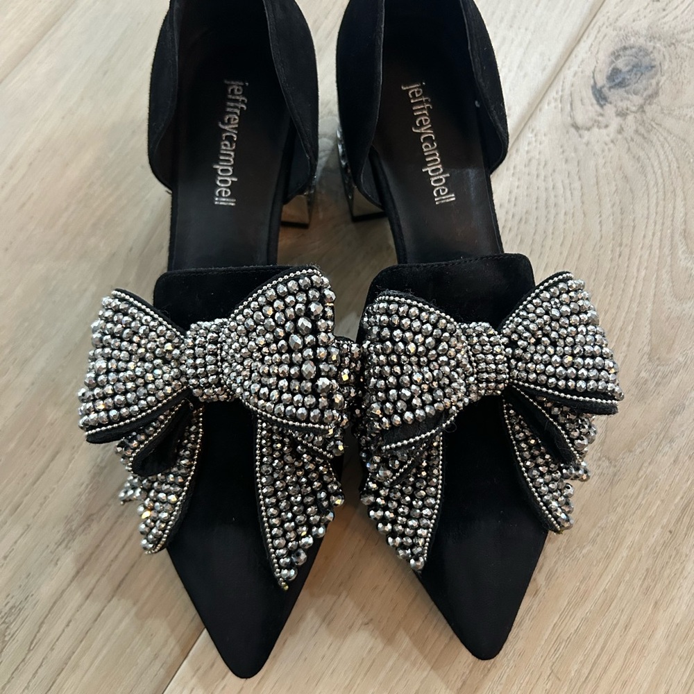 Jeffrey Campbell Valenti Embellished Bow Loafer Block Heel Size 6.5